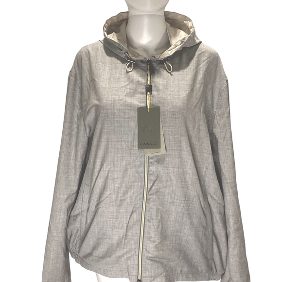 NWT Canali 1934 Gray Impeccabile Wool Zip Front Windbreaker/Hoodie EU 56 - US 46 - Picture 2 of 15